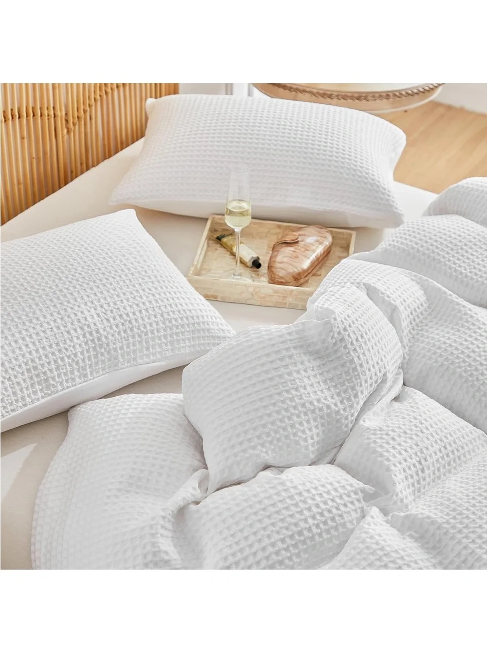 NWOT WARMDERN Waffle Weave Duvet Cover Full Size, White